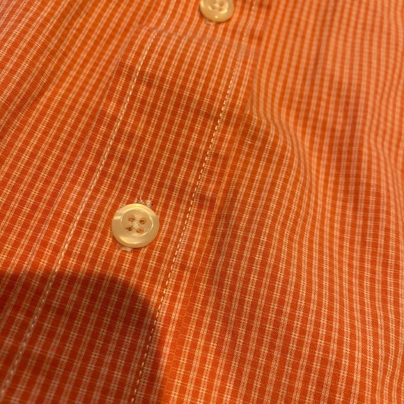 Izod Luxury Sport orange white checked Button Down large L euc flawless preppy - Picture 3 of 5